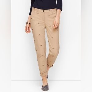 Talbots Beige Chino Pants with Dog Embroidery